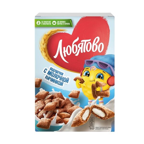 Готовый завтрак подушечки Любятово с молочной начинкой 220г