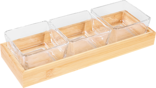 

Набор соусников Homeclub Glassy, стекло, бамбук