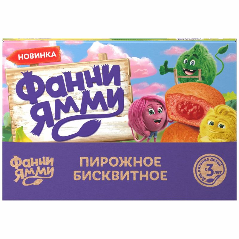 

Пирожное бисквитное Фанни Ямми с начинкой яблоко-клубника-банан 100 г