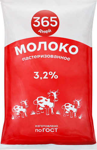 

Молоко пастеризованное 365 дней 3.2% 800 мл
