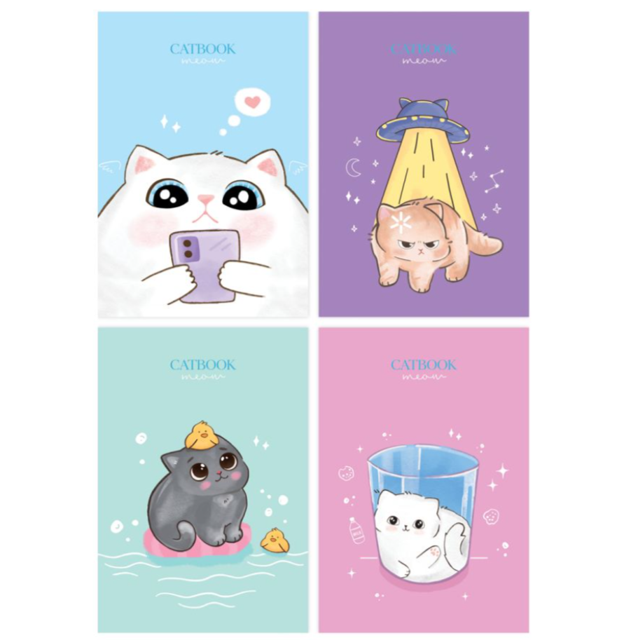 

Блокнот MESHU А6 на отрывной склейке Cat book, матовая ламинация, в ассортименте, 1шт