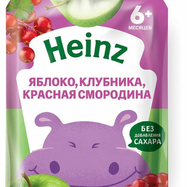 Пюре Heinz natural яблоко-клубника-красная смородина с 6 месяцев