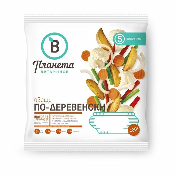 Смесь овощная Планета Витаминов Овощи по-деревенски 400 г Продукт замороженный 