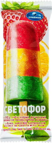 

Фруктовый лед Славица Светофор яблоко, лимон, клубника, эскимо 85 г