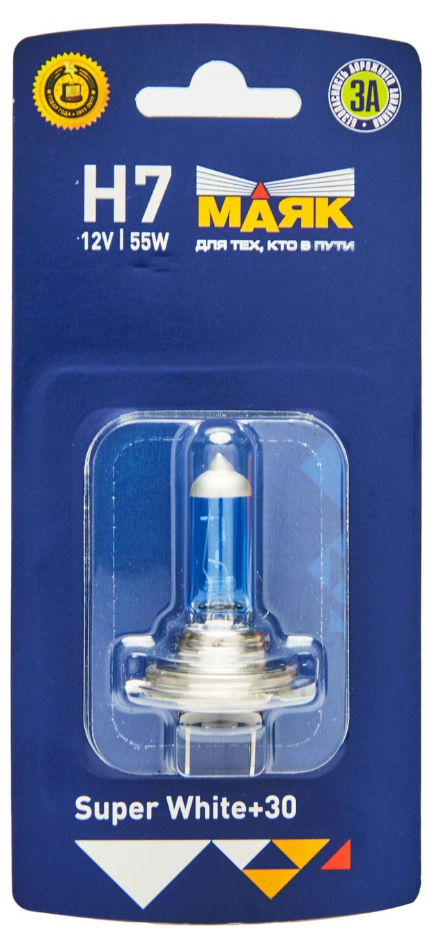 

Лампа Маяк Super White+30% H7, 12V/55W