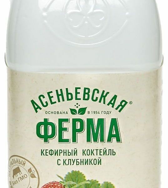 Кефирный коктейль Асеньевская ферма клубника 0.8% БЗМЖ, 330 мл