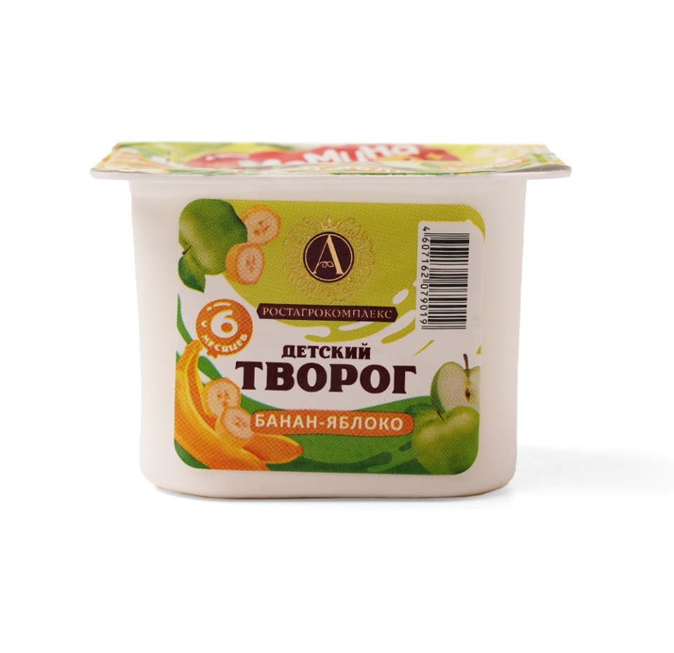 

Творог детский А.Ростагрокомплекс Мамина радость Банан-яблоко 3.8% 100 г