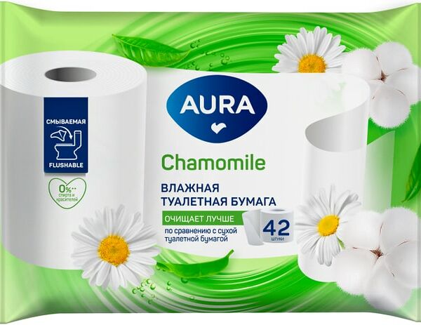 Туалетная бумага Aura влажная 42шт