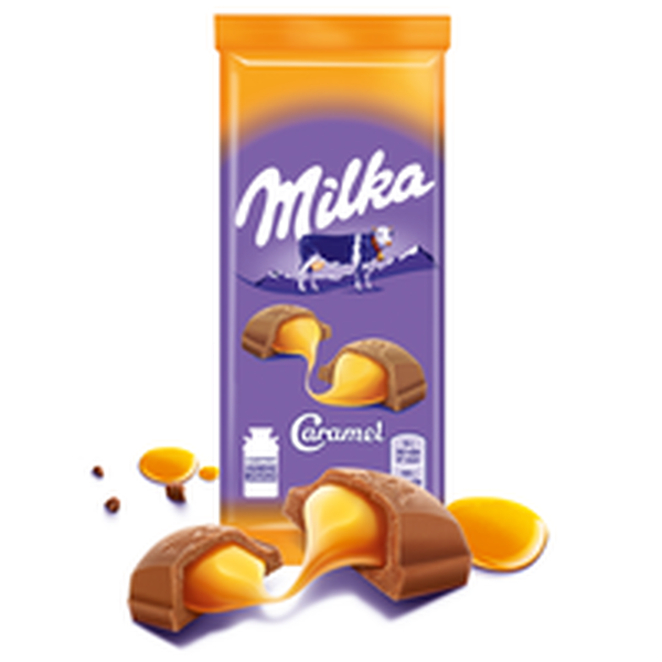 Шоколад молочный Milka с карамельной начинкой 90г