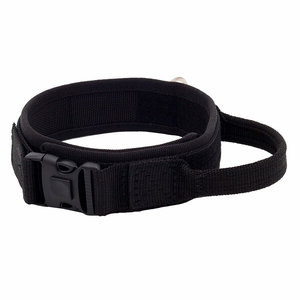 Ошейник для собак тактический с ручкой, обхват шеи 48-62 см, черный 330 г