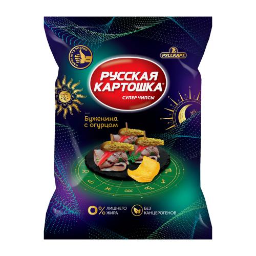 

Чипсы Русская картошка картофельные со вкусом буженины с малосольным огурчиком 105 г