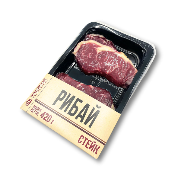 П/ф мясной нат. из говядины порц. б/к СТЕЙК РИБАЙ,вакуум 420грГродненский МК