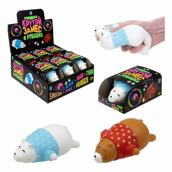 Игрушка-антистресс 1Toy Крутой замес Мишка в рубашке 1 шт. цвет в ассортименте 