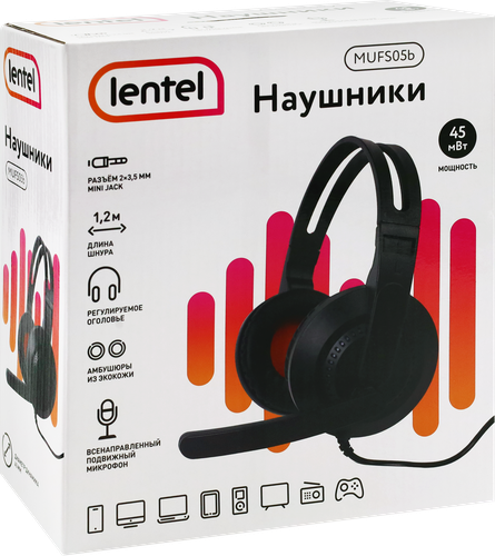 

Наушники накладные Lentel проводные с микрофоном MUFS05b