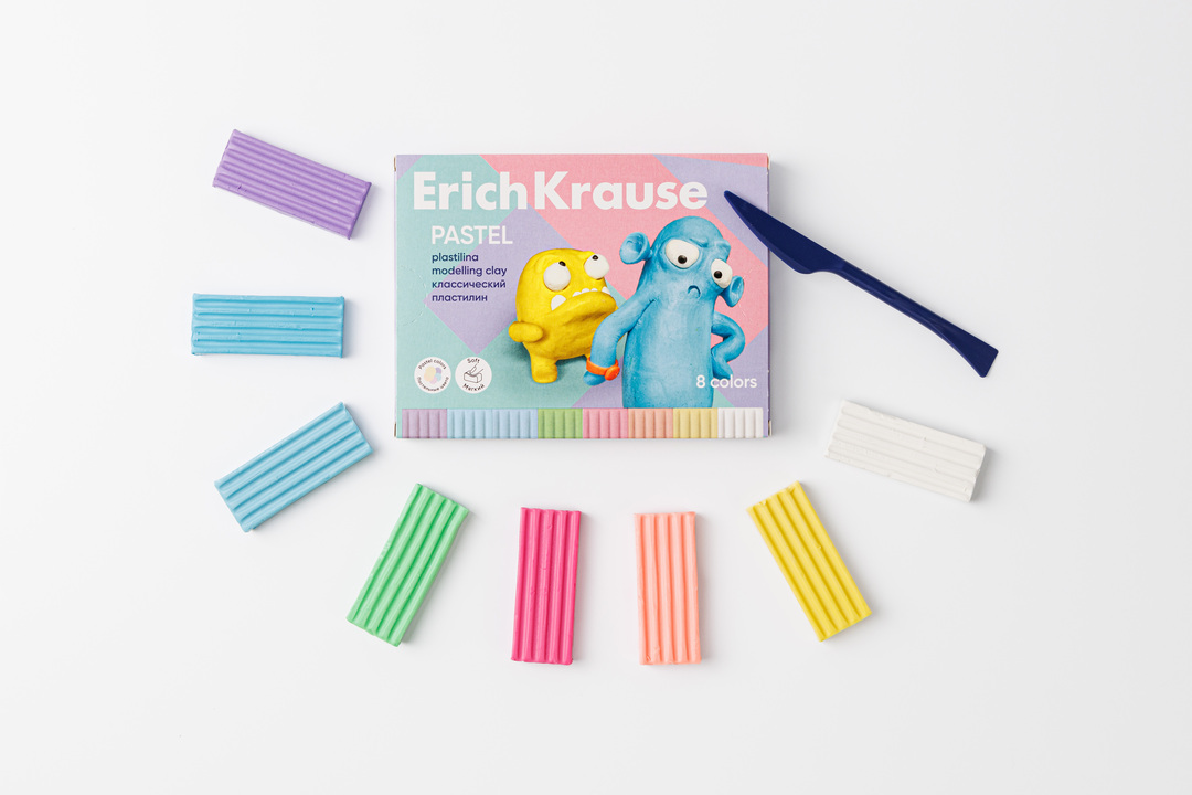 

Пластилин классический ErichKrause Jolly Friends Pastel, 8 цветов 144 г