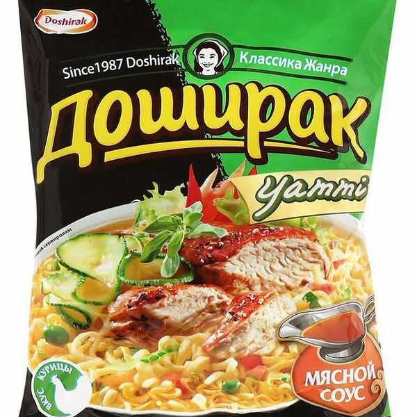 Лапша быстрого приготовления Yammi со вкусом курицы + мясной соус ТМ Доширак