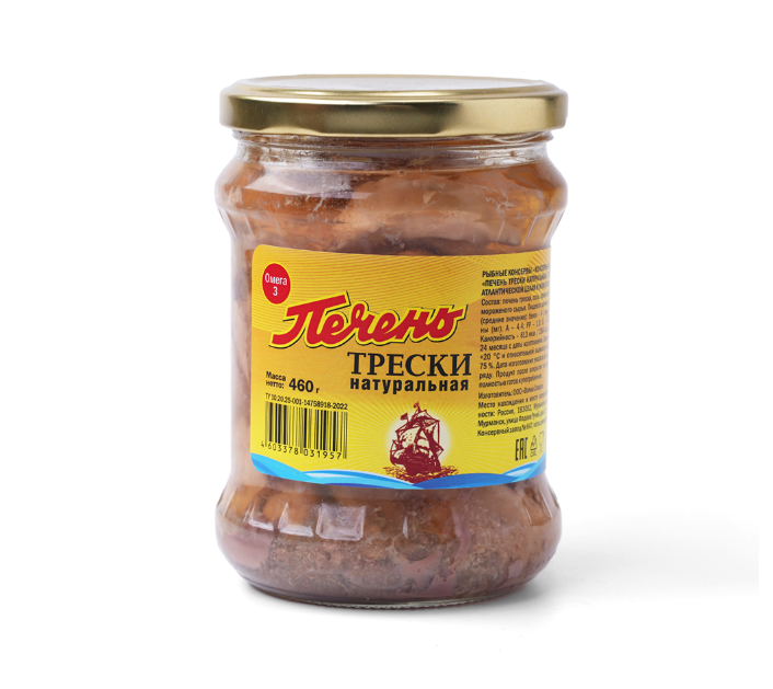 

Печень трески натуральная 460 г