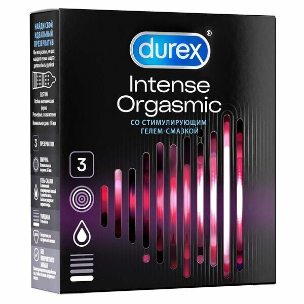 Презервативы Durex Intense Orgasmic рельефные со стимулирующим гелем-смазкой 3 шт