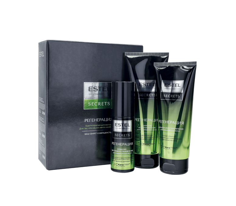

Набор для волос Estel Secrets Регенерация: Шампунь 250 мл, Бальзам 200 мл, Эликсир 100 мл