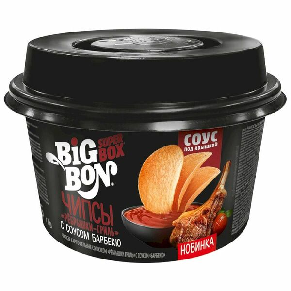 Чипсы Big Bon картофельные Ребрышки гриль с соусом Барбекю 105 г