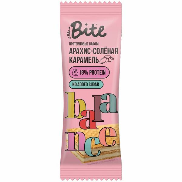 Вафли протеиновые Bite Balance Арахис-Соленая карамель (без сахара), 35 г