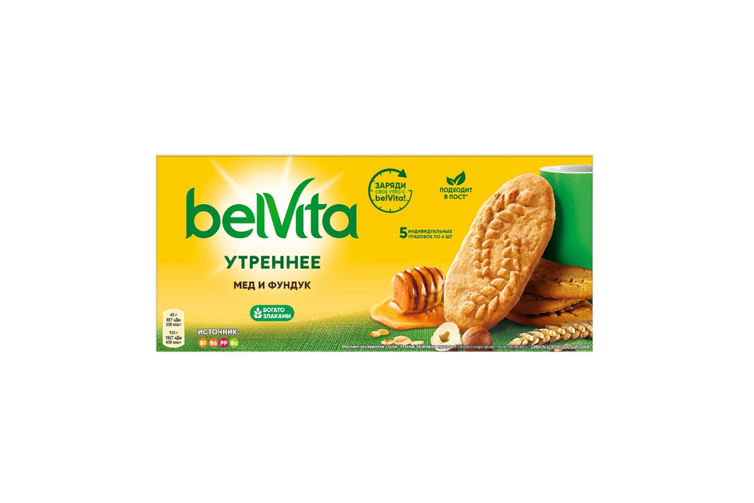 

Печенье витаминизированное BelVita Утреннее с фундуком и медом 225 г