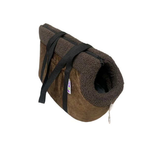 Сумка-переноска для животных FOXIE Softy Classic 43х24х24см мягкая с мехом коричневая