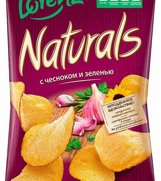 Чипсы картофельные Lorenz Naturals с чесноком и зеленью, 100г