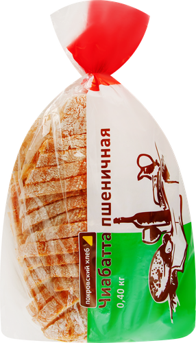 

Хлеб пшеничная Покровский Хлеб Чиабатта, в нарезке 400 г