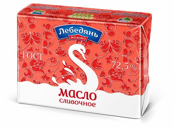 Масло сливочное ЛебедяньМолоко Крестьянское 72.5% 180 г