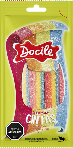 

Жевательный мармелад Docile Sour Strawberry Colored Belts со вкусом клубники 70 г