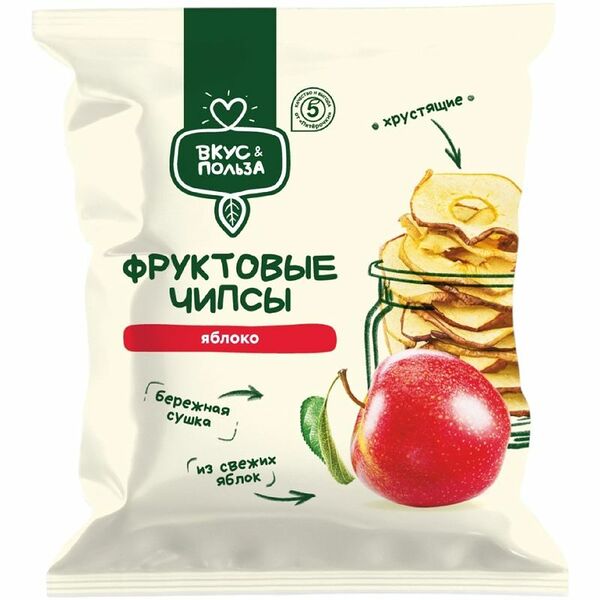 Чипсы Вкус&Польза фруктовые яблочные 25 г
