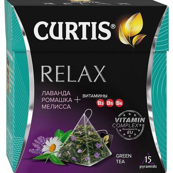 Чай зелёный Curtis Relax лаванда-ромашка-мелисса, 15х1.7 г