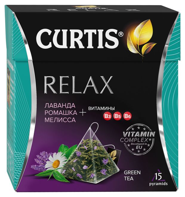 

Чай зелёный Curtis Relax лаванда-ромашка-мелисса, 15х1.7 г