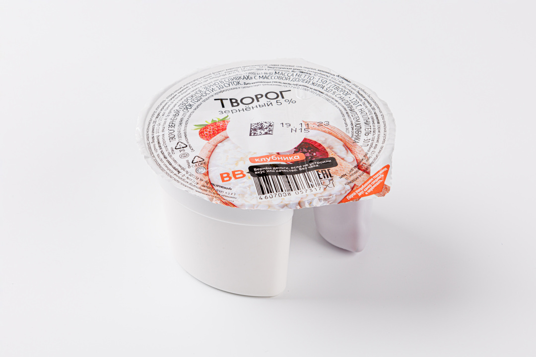 

Творог ВкусВилл зерненый Клубника 5% 150 г