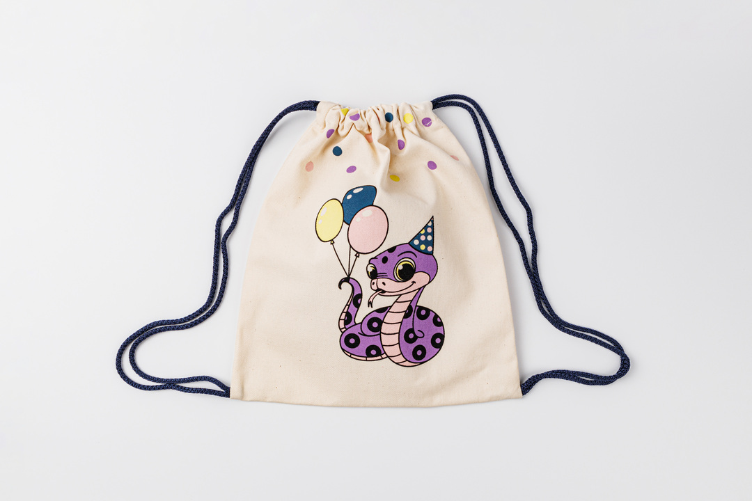 

Сумка малая Змейка шарики синий шнур