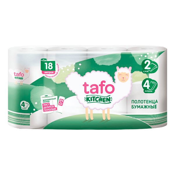 Бумажные полотенца Tafo 2 слоя 4 рулона