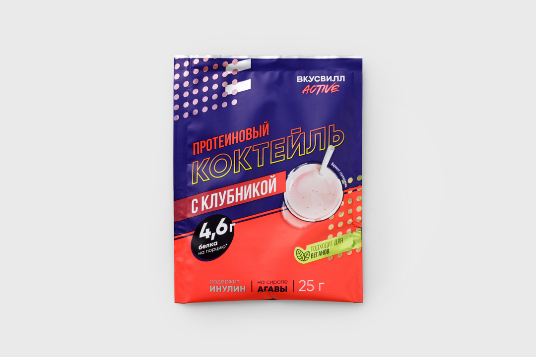 

Коктейль протеиновый ВкусВилл с клубникой 25 г