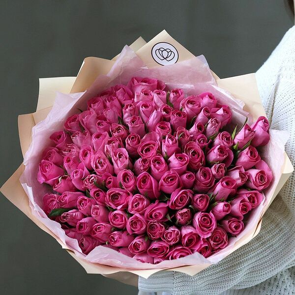 Букет из 101 розовой розы 40 см (Кения)