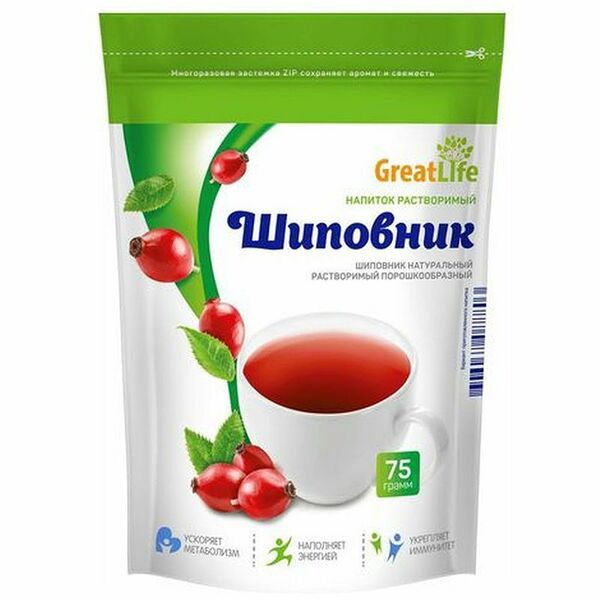 Шиповник Great Life натуральный растворимый порошкообразный 75 г