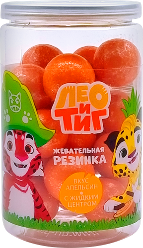 

Жевательная резинка Лео и Тиг Апельсин шарик с жидким центром 100 г