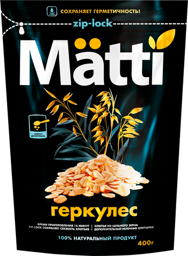 

Хлопья овсяные Matti Геркулес из цельного зерна, 400 г