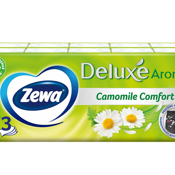 Бумажные платочки Zewa Deluxe ромашка трехслойные 10 шт х 10 уп