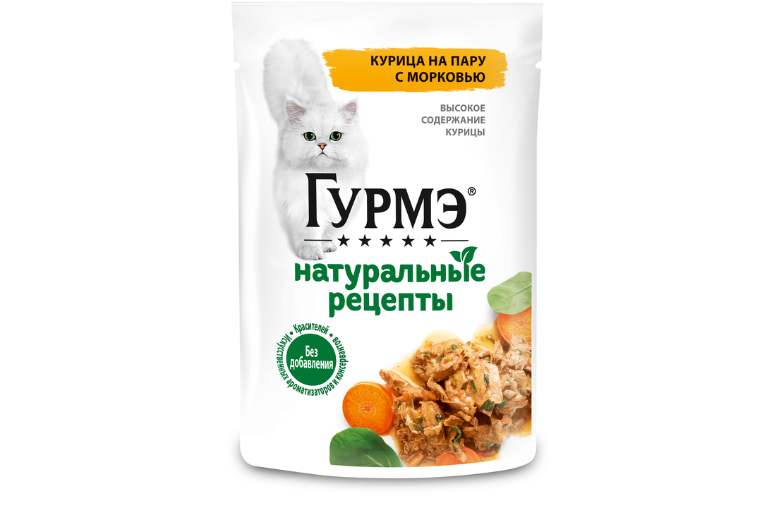 

Корм влажный Gourmet Гурмэ для взрослых кошек c высоким содержанием курицы и с морковью