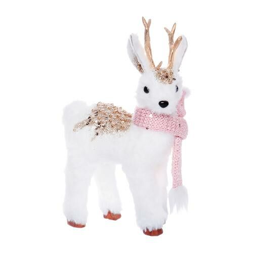 Олень Новогодний с золотыми рожками плюшевый НК 16M23X0093 26 см