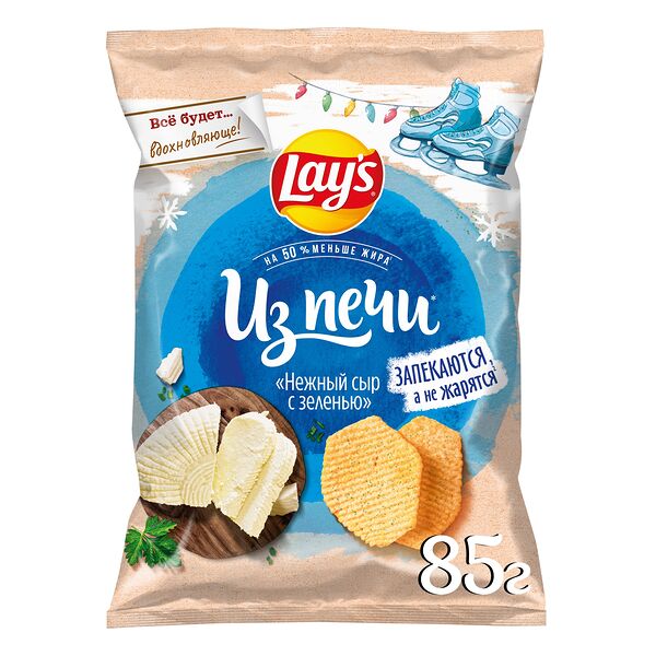 Картофельные чипсы Lay's Из печи Нежный сыр с зеленью 85 г