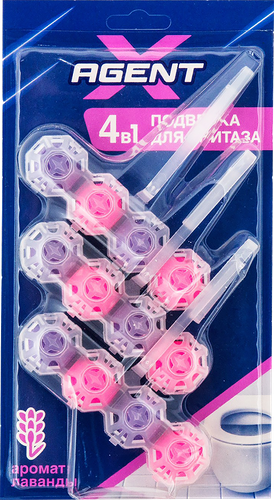 Подвеска для унитаза Agent X 4в1 аромат Лаванда 3х50 г