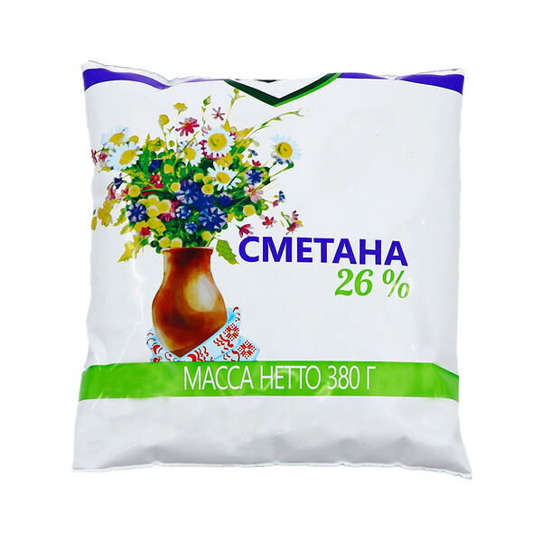 Сметана 26% п/пл 380г Слуцк