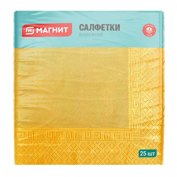 Салфетки бумажные Магнит интенсив 3 слоя 25 шт., в ассортименте