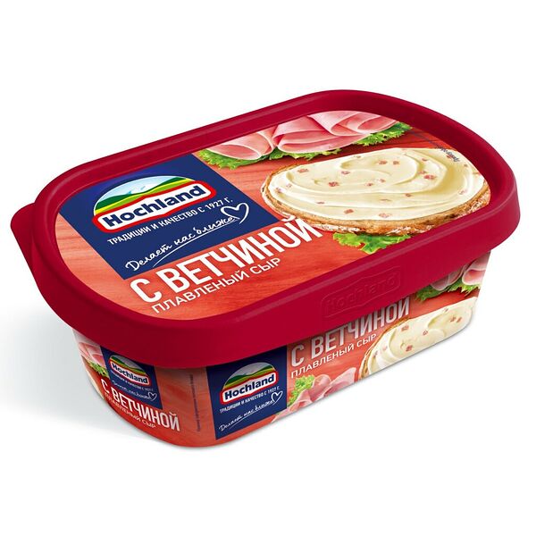 Сыр плавленый Hochland с ветчиной, 55%, 200 г